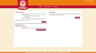 Popeyes -- Online Ordering - Sign in