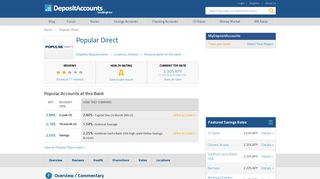 Popular Direct Reviews and Rates - Deposit Accounts