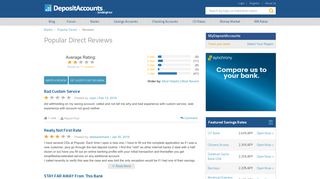 Popular Direct Reviews - Deposit Accounts