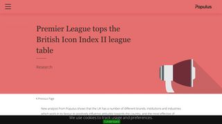 Populus: Premier League tops the British Icon Index II league table