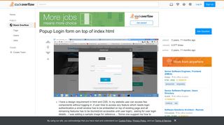 Popup Login form on top of index html - Stack Overflow
