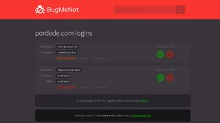 pordede.com passwords - BugMeNot