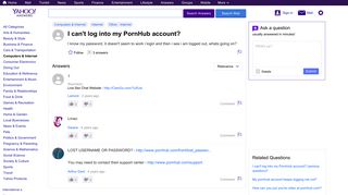 I can't log into my PornHub account? | Yahoo Answers