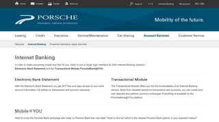 Internet Banking - Account Services - Porsche Bank