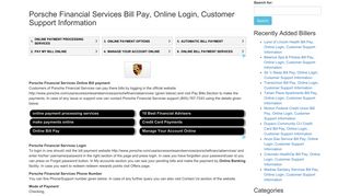 Porsche Financial Services Bill Pay, Online Login, Customer Support ...