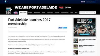 Port Adelaide launches 2017 membership - portadelaidefc.com.au