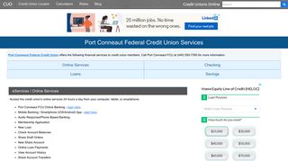 Port Conneaut Federal Credit Union Services: Savings, Checking, Loans