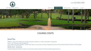 Course Costs | Port Macquarie Golf Club