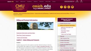 Billing and Payment Information | Central Michigan University