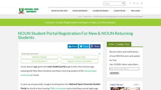 NOUN Student Portal Registration For New & NOUN Returning Students