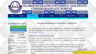 OOU PORTAL | Admission Home - Olabisi Onabanjo University