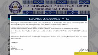 OOU PORTAL | Students | Login - Olabisi Onabanjo University