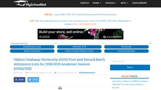 OOU Admission List 2018/2019 Session | All Batches - MySchoolGist
