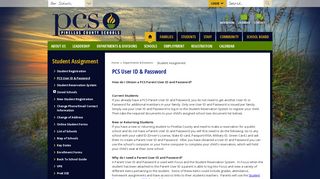 Student Assignment / PCS User ID & Password