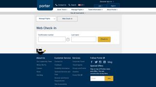 Online web check-in. Check in now! | Porter Airlines
