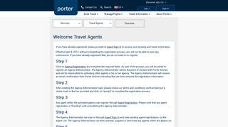Welcome Travel Agents | Porter Airlines
