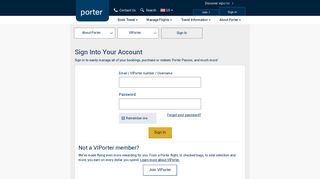 Sign In | Porter Airlines