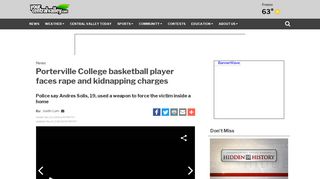 Porterville College basketball player faces rape and kidnapping charges
