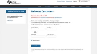 CPS Customers Log In - Consumer Portfolio Services