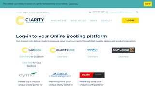 Business Travel Agency - Clarity - Log-in to online booking platform