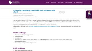 Accessing University email from your preferred mail client - MyPort