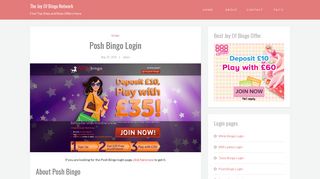 Posh Bingo Login - The Joy Of Bingo Network