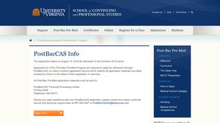 Post-Baccalaureate Pre-Medical Application | CAS| UVA SCPS