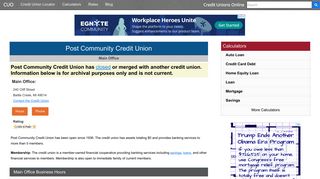 Post Community Credit Union (Closed) - Credit Unions Online