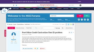 Post Office Credit Card online User ID problem - MoneySavingExpert ...