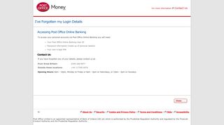 Post Office Online Banking | Forgotten my Login Details