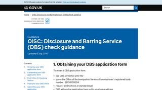 OISC: Disclosure and Barring Service (DBS) check guidance - GOV.UK