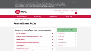 Personal Loans - FAQs | Post Office Money