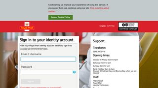 Royal Mail Identity Account | Signin