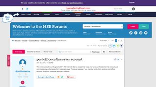 post office online saver account - MoneySavingExpert.com Forums