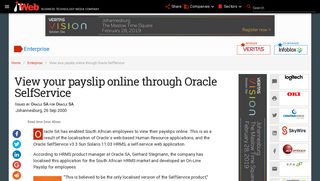 View your payslip online through Oracle SelfService | ITWeb