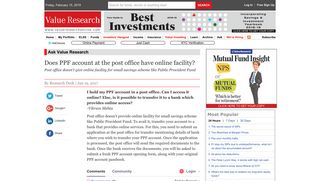 Does PPF account at the post office have online facility? - Value ...