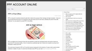 PPF in Post Office - PPF ACCOUNT ONLINE
