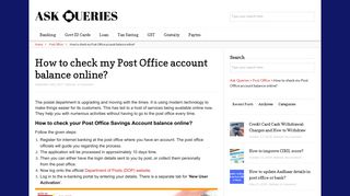 How to check my Post Office account balance online? - Ask Queries