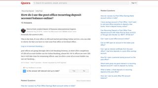 How to see the post office recurring deposit account balance ...