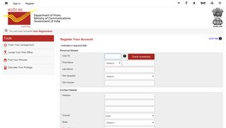 User Registration - India Post