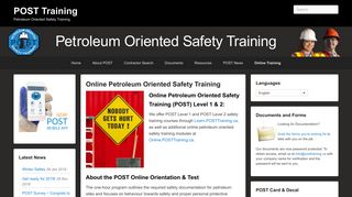 Online Petroleum Oriented Safety Training - POST Training