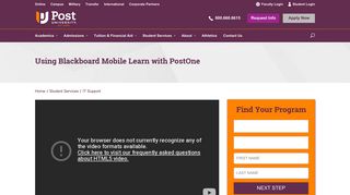 Using Blackboard Mobile Learn with PostOne - Post University