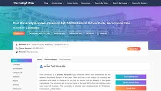 Post University Reviews, Financial Aid, FAFSA/Federal School Code ...