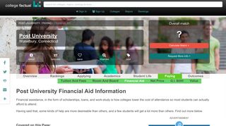 Post University Financial Aid, Scholarships, & More! - College Factual