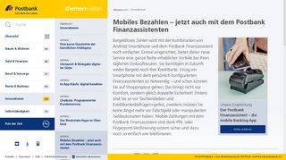 Mobile Payment mit dem Finanzassistenten - Postbank
