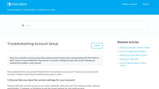 Troubleshooting Account Setup – Postbox Support