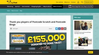 Thank you players of Postcode Scratch and Postcode Bingo | Dogs Trust