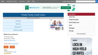 Postel Family Credit Union - Wichita Falls, TX at ... - Credit Unions Online