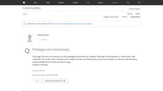 Postepay non riconosciuta... - Apple Community