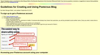 Guidelines for Creating and Using Posterous Blog